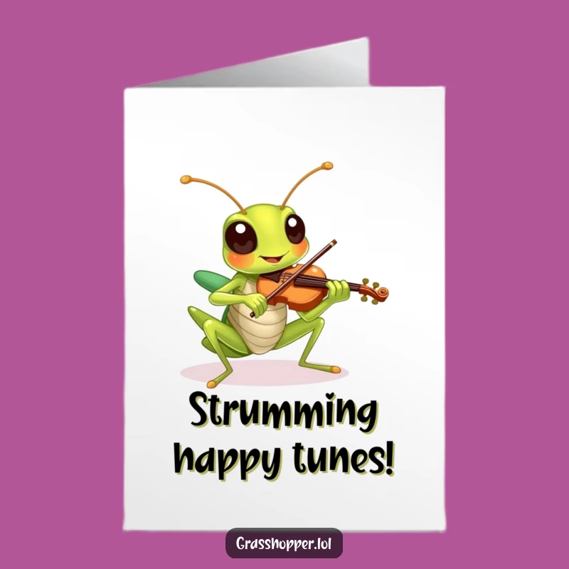 Free Printable Grasshopper Birthday Card: Musical Joy Downloadable Greeting!