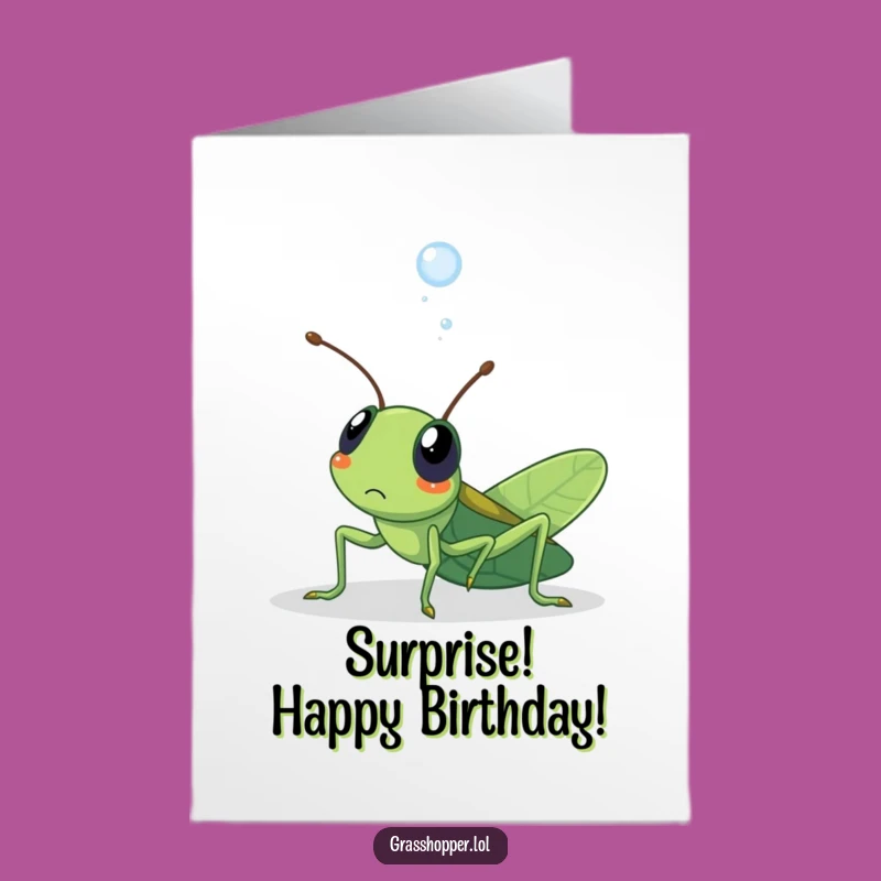 Free Printable Birthday Card: Surprised Grasshopper - Funny Downloadable Gift