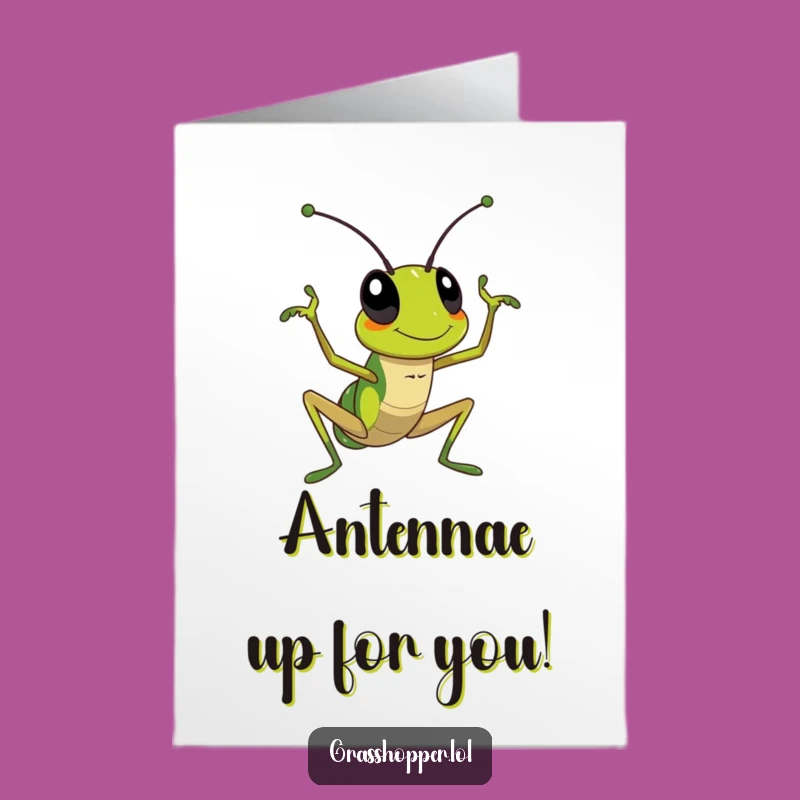 Free Printable Congrats Card: Waving Grasshopper for Enthusiastic Cheers