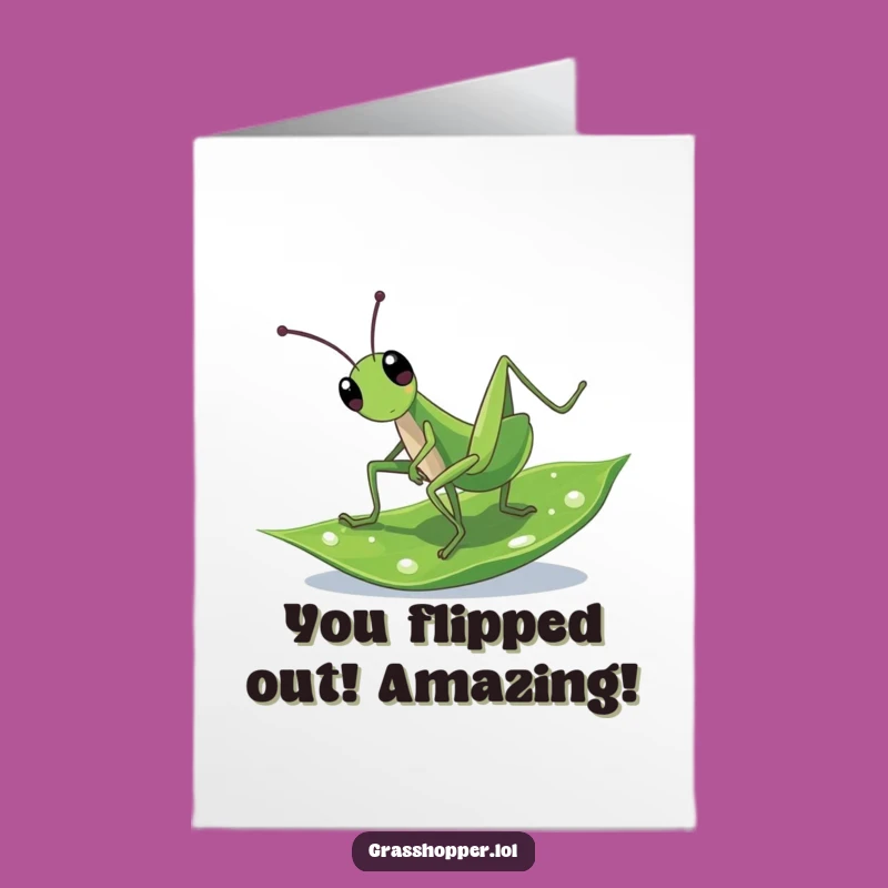 Free Printable Congrats Card: Grasshopper Cartwheel for Your Big Win