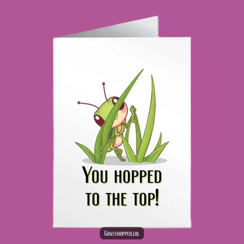 Free Printable Congrats Card Grasshopper Hiding - Funny Downloadable Celebration Gift