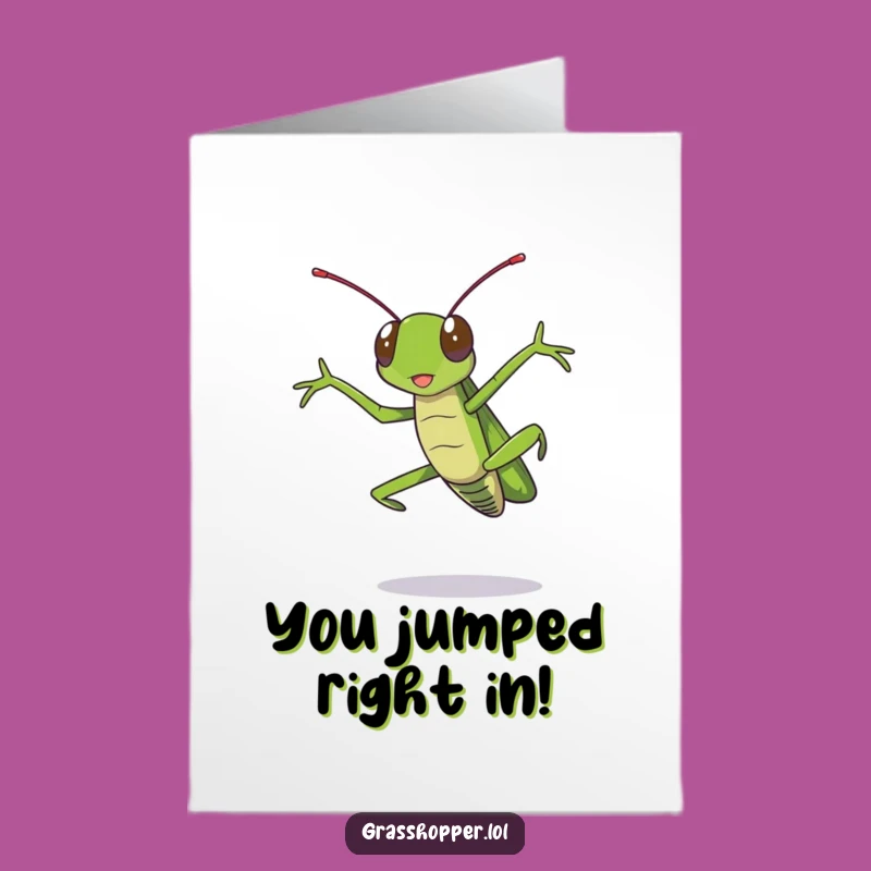 Free Printable Congrats Card: Grasshopper Jump - Celebrate with Funny DIY Downloadable!