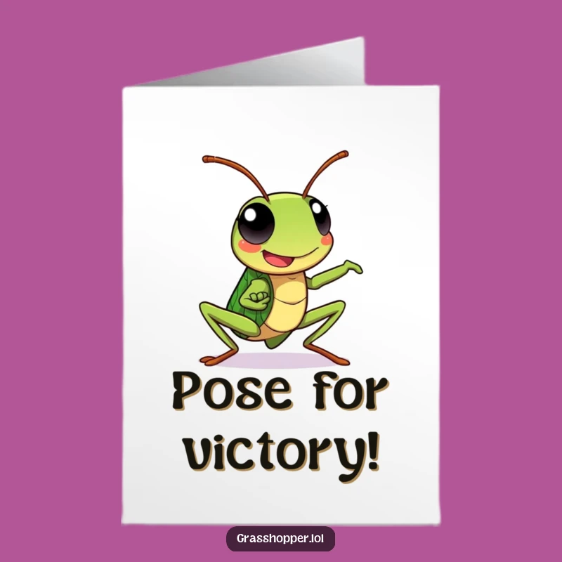 Free Printable Congrats Card: Grasshopper's Victory Pose - Funny Downloadable Gift