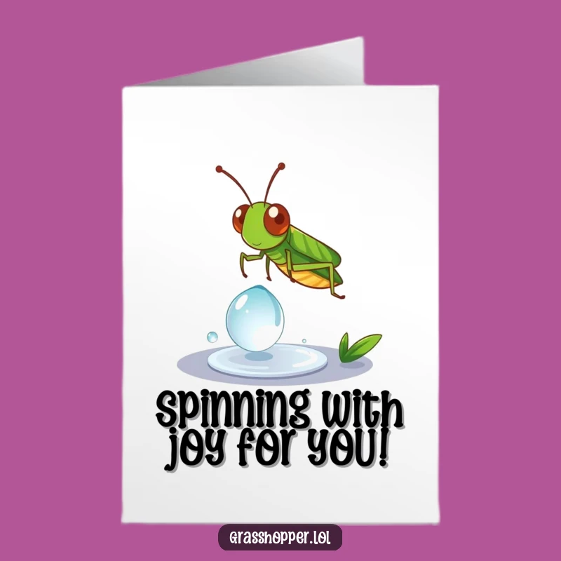 Free Printable Grasshopper Congrats Card: Funny Dewdrop Spin, Downloadable Celebration