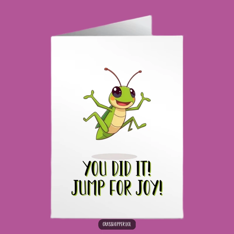 Free Printable Congrats Card: Energetic Grasshopper Leap, Awesome Downloadable Gift!