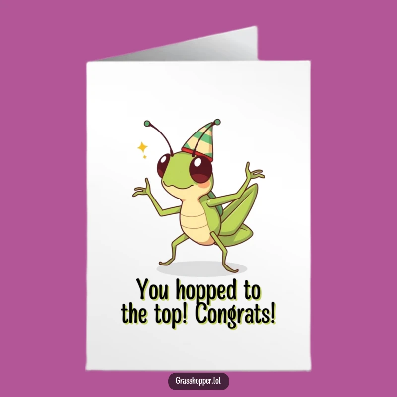 Free Printable Congrats Card: Grasshopper Celebrates Victory, Print at Home!