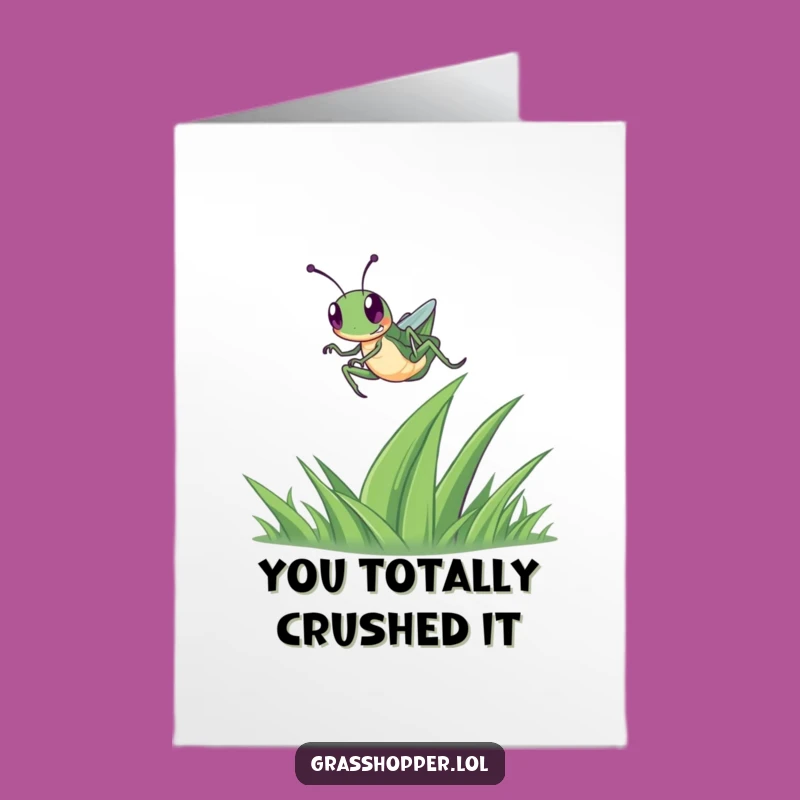 Free Printable Congrats Card: Lucky Grasshopper Leap, Funny Success Downloadable Gift
