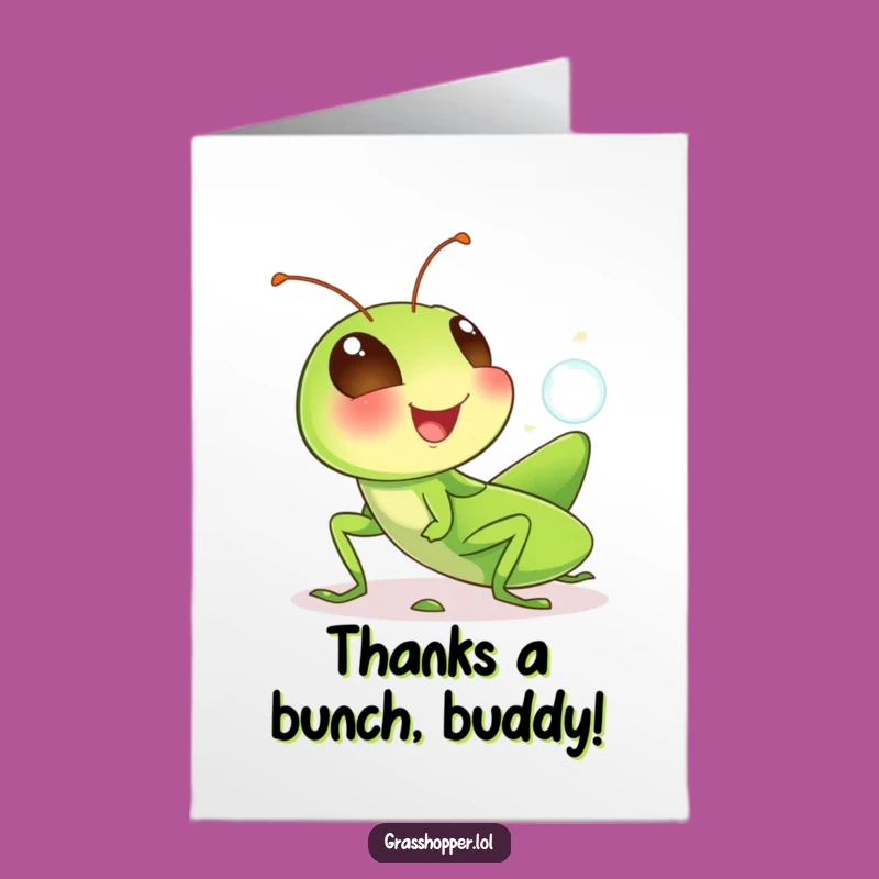 Free Printable Grasshopper Thank You Card: Giggling Bubble Appreciation Downloadable Gift