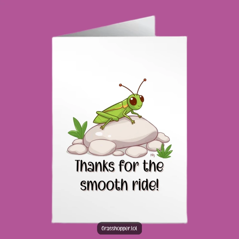 Free Printable Thank You Card: Grasshopper Smooth Ride Funny Downloadable Gift