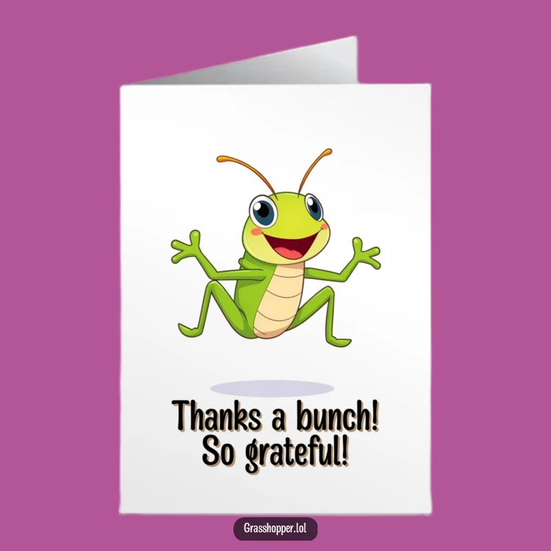Free Printable Thank You Card: Joyful Grasshopper, Hilarious Downloadable Gift for Gratitude