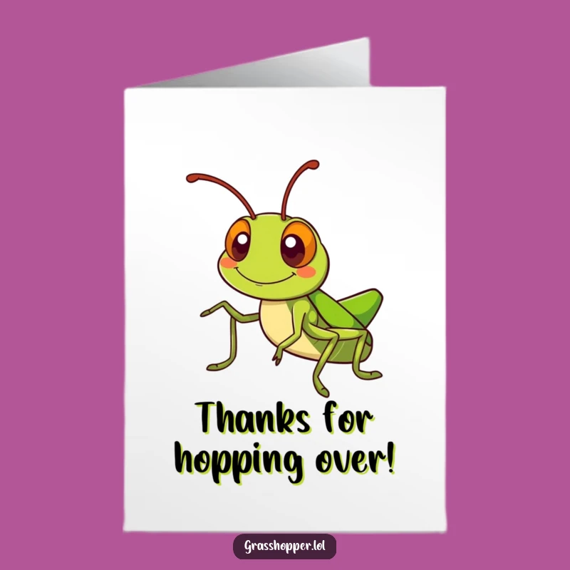 Free Printable Thank You Card: Kawaii Grasshopper Thanks - Funny Downloadable Gift