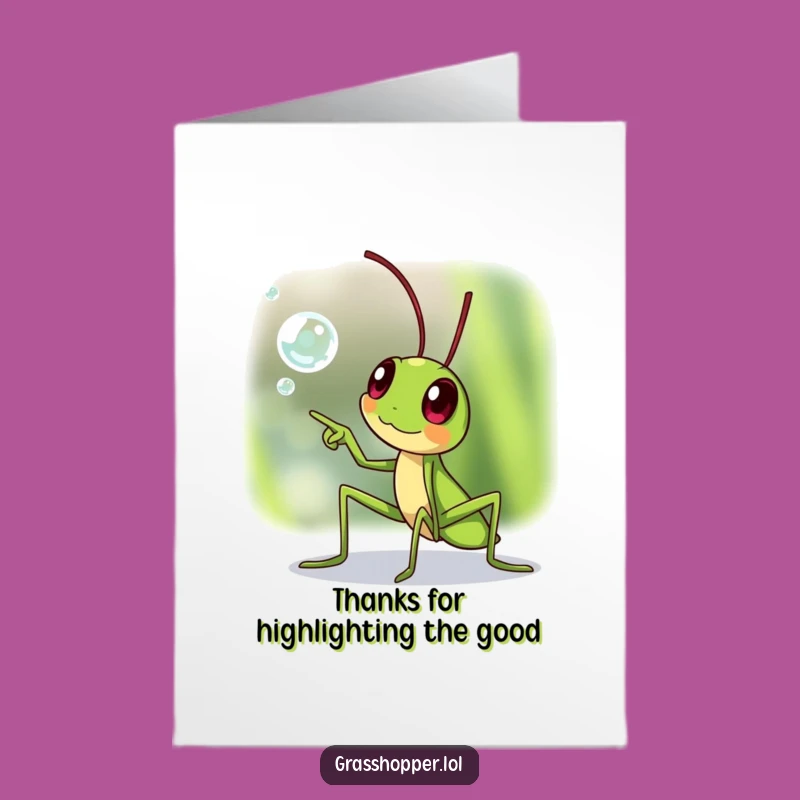 Free Printable Thank You Card: Excited Grasshopper Funny Downloadable Gift for Grateful Wonders