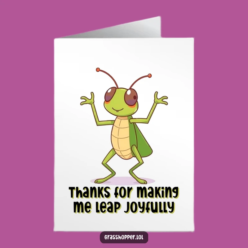 Free Printable Thank You Card: Dancing Grasshopper Funny Downloadable Gift for Grateful Grooves