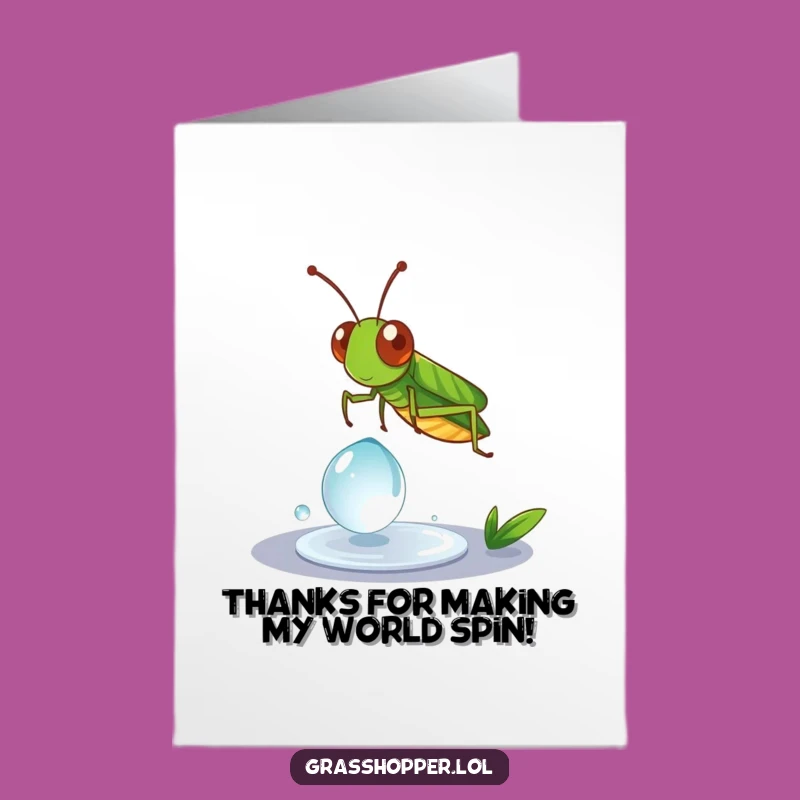 Free Printable Grasshopper Thank You Card: Funny Dewdrop Spin, Downloadable Gratitude