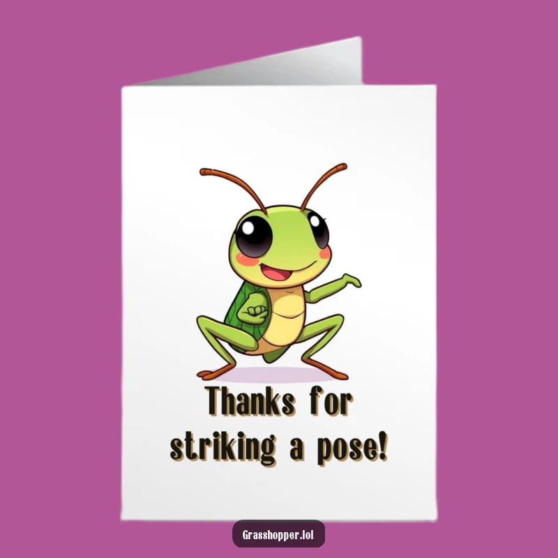Free Printable Thank You Card: Dynamic Grasshopper Thanks - Funny Downloadable Gift