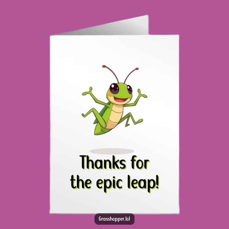 Free Printable Thank You Card: Jumping Grasshopper, Whimsical Downloadable Gift!