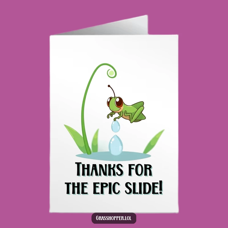 Free Printable Grasshopper Thank You Card: Dewdrop Slide Thanks Downloadable