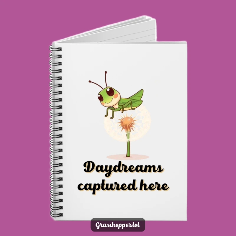 Funny Grasshopper Notebook: Bouncing Insect Dandelion, Humorous Fun Journal