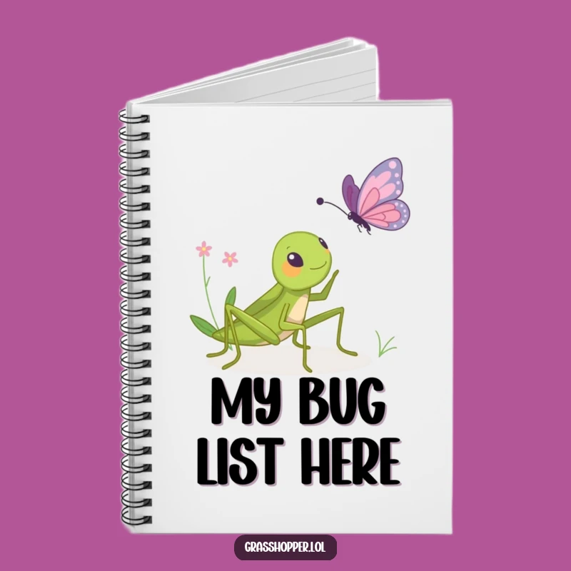 Funny Grasshopper Bopping Butterfly Notebook - Jot Down Laughs Gift!