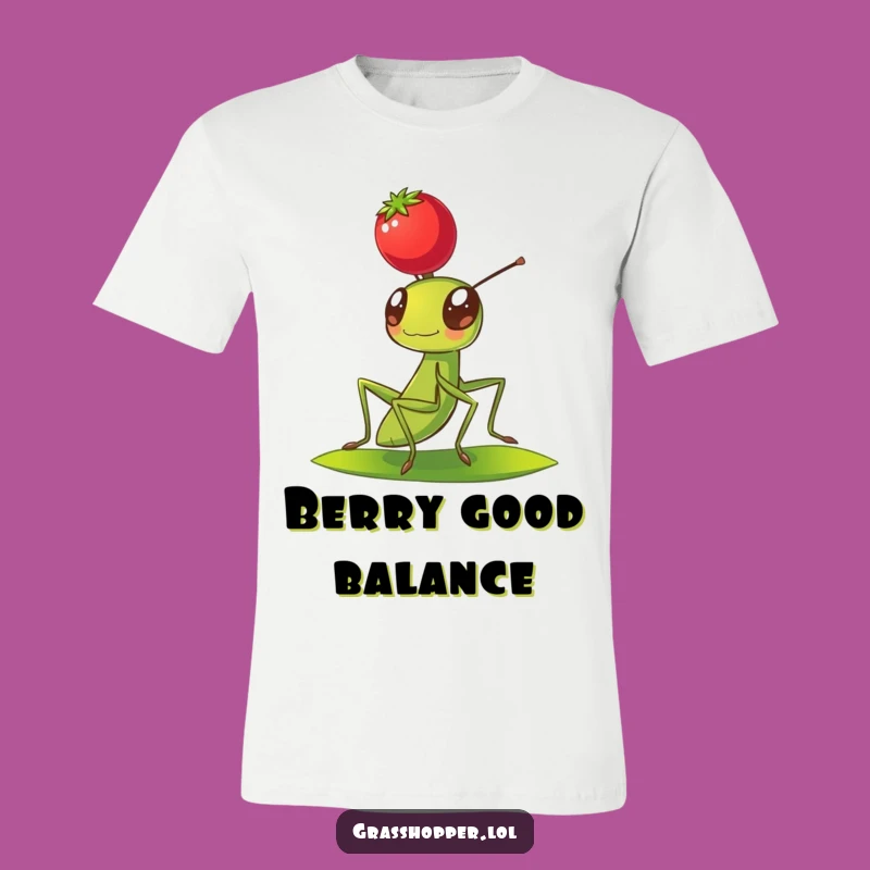 Funny Grasshopper Berry Balance T-Shirt - Cute Insect Balance Tee
