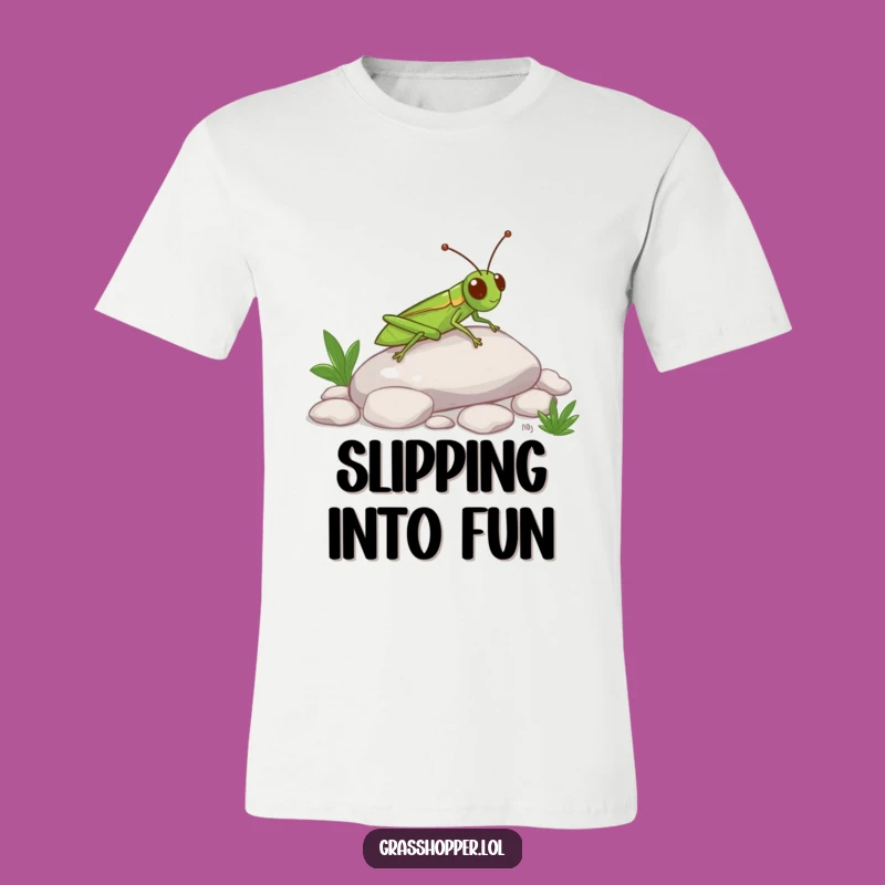 Funny Grasshopper Slide T-Shirt: Happy Insect Adventure, Perfect Funny Gift