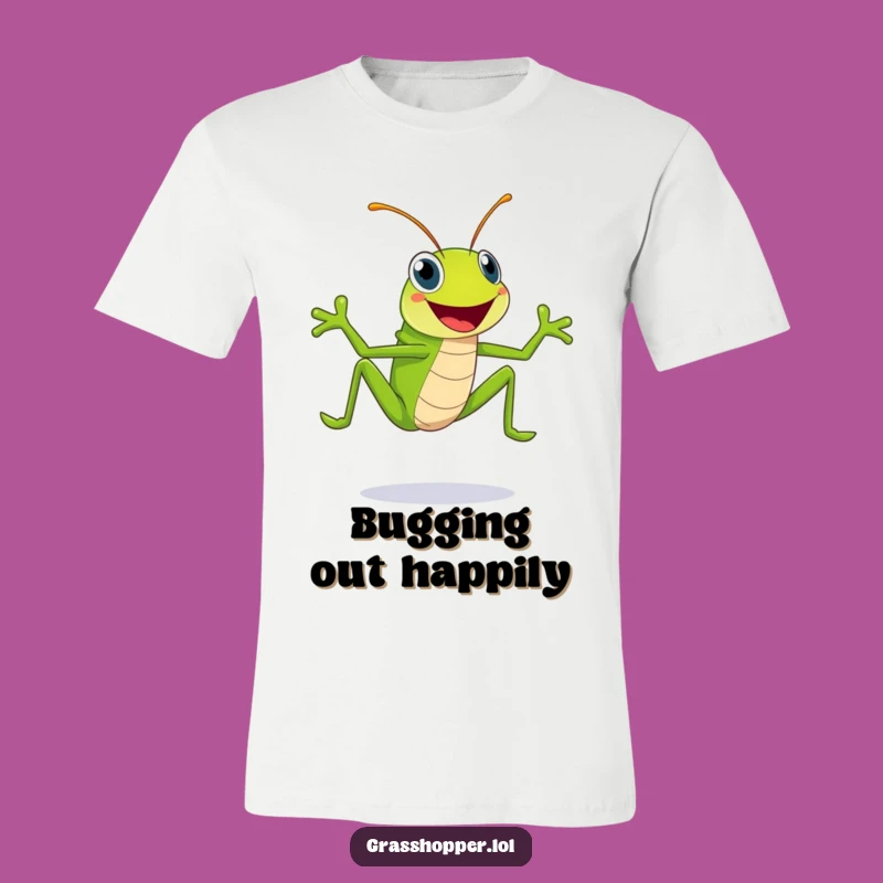 Funny Grasshopper T-Shirt: Happy Green Leaper with Huge Smile, Fun Gift!