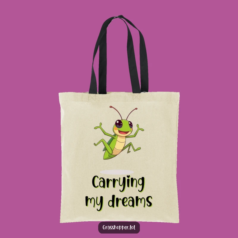 Funny Kawaii Grasshopper Tote Bag: Stylish Leaping Insect Carry-all Gift!