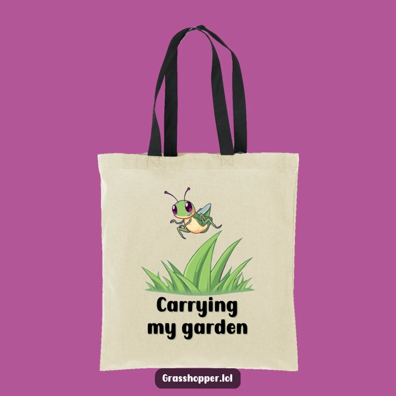 Funny Grasshopper Tote Bag: Happy Leap Nature Shopping