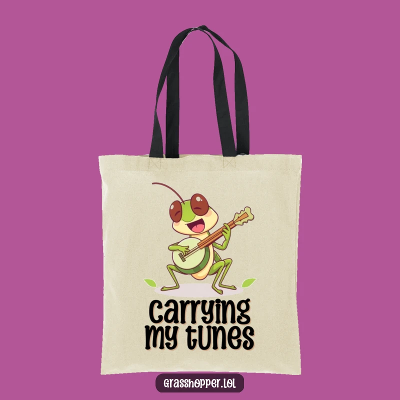 Funny Grasshopper Banjo Tote Bag: Music For Your Groceries!