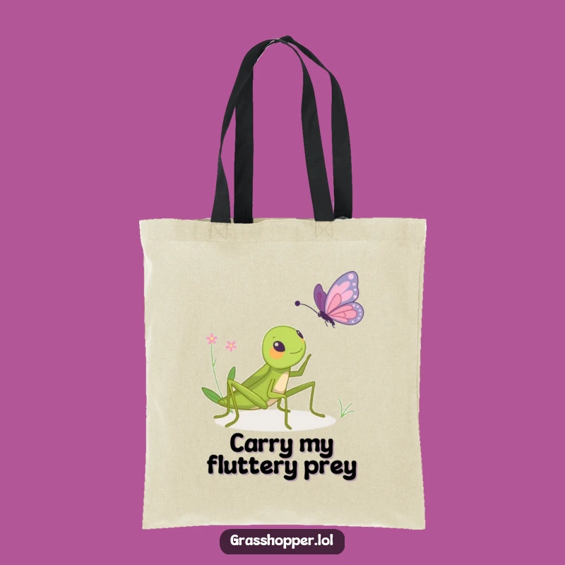 Funny Grasshopper Bopping Butterfly Tote Bag - Whimsical & Practical Gift!