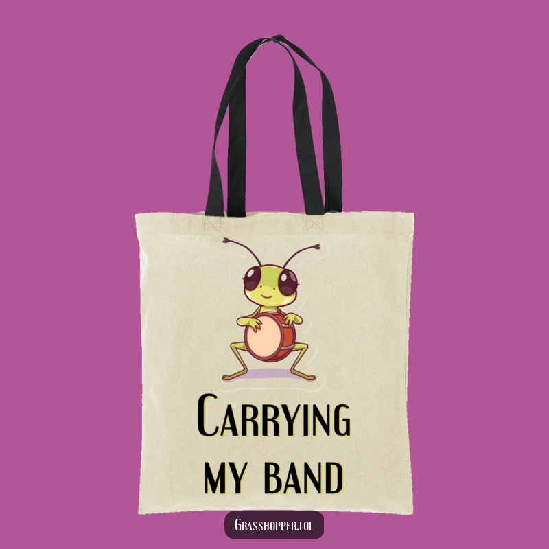 Funny Grasshopper Drummer Tote Bag - Rhythmic & Fun Accessory