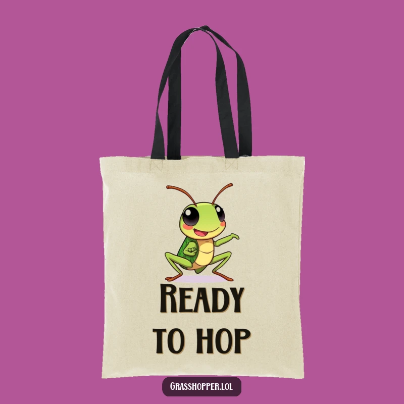 Kawaii Grasshopper Tote Bag: Dynamic Pose Happy Expression, Action Accessory Gift!